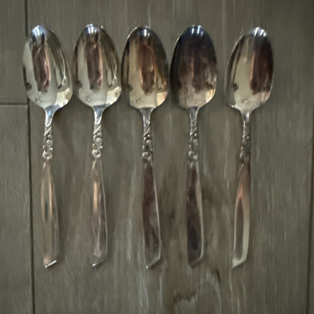 Set of 5 Oneida Community South Seas Silverplate Teaspoons 6 1/8" Vintage MCM